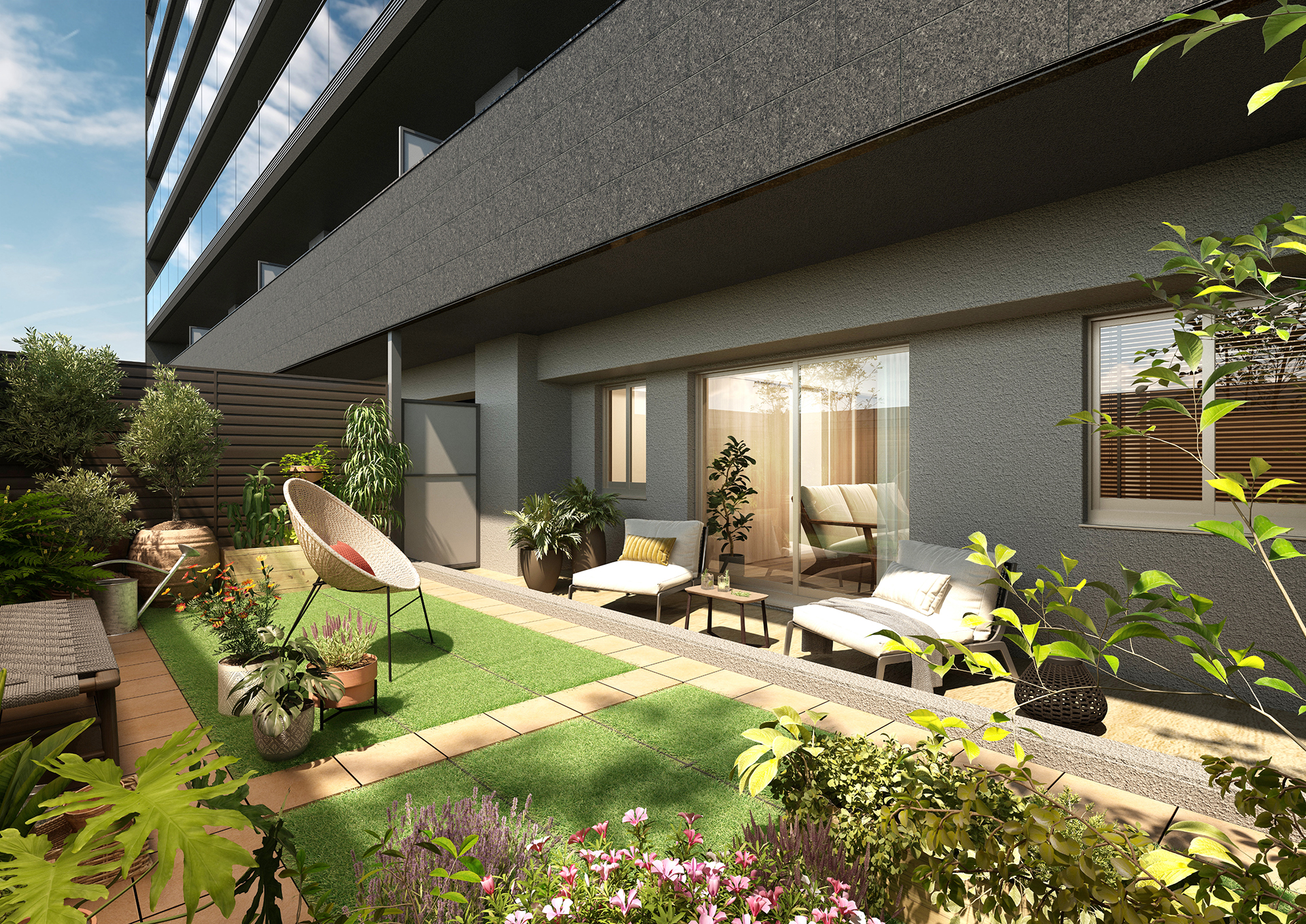 ※5：プレサンス ロジェ 長居公園リーフォリア 専用庭完成予想図