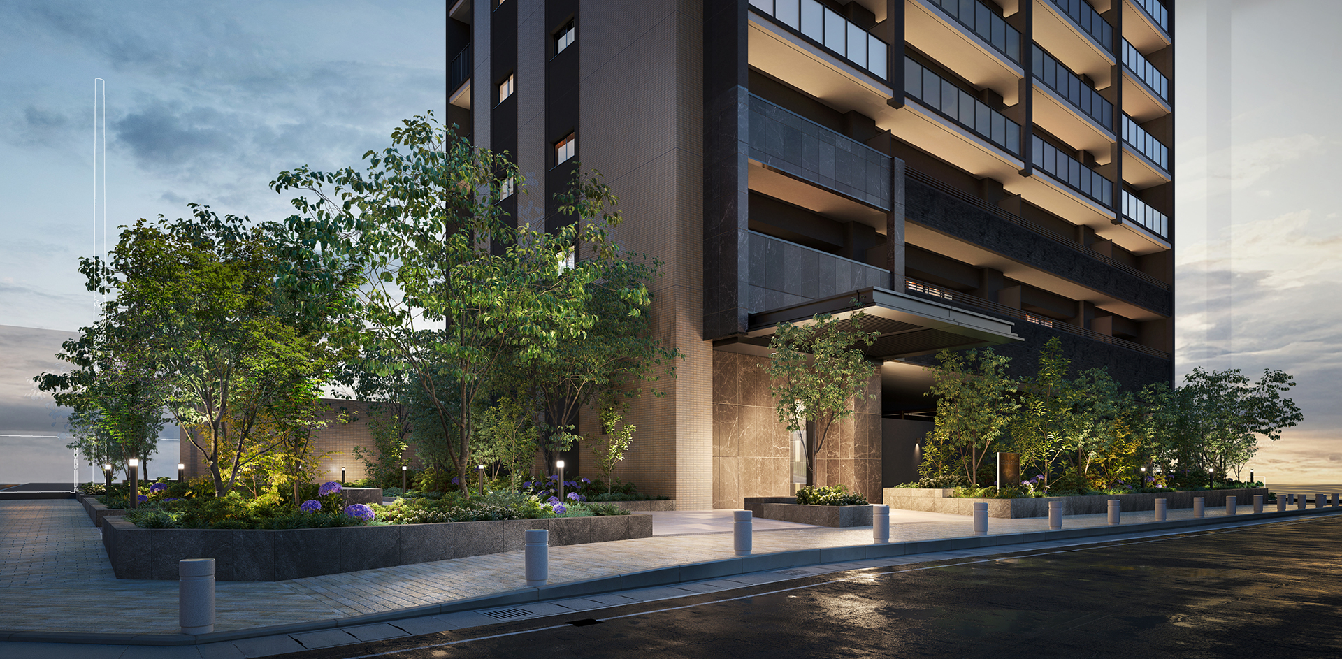 ※6：プレサンス ロジェ 鶴見緑地公園 エントランスアプローチ完成予想図